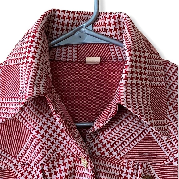 UNBRANDED Vintage Houndstooth Plaid Horse Bit Equestrian Button Front Top Sz S - Picture 3 of 9